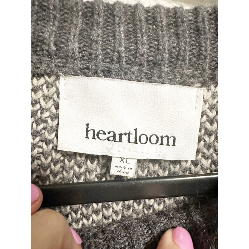 Heartloom Avery Pullover Sweater Crew Neck Wool Angora Blend Oatmeal Gray XL - Picture 7 of 7